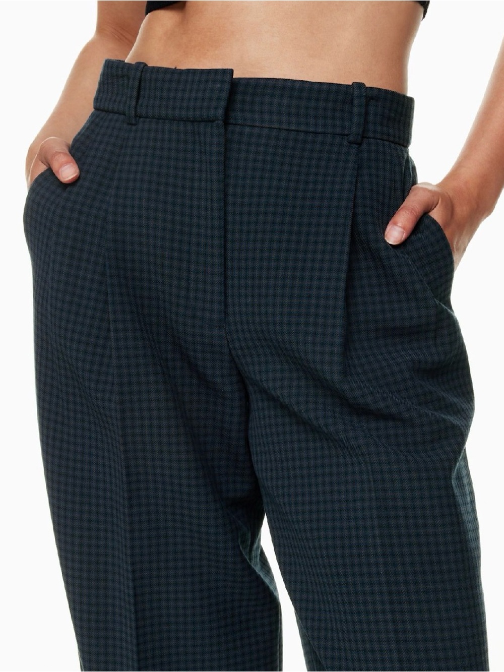 Aritzia Babaton Agency Pant Dark Green Checked Size 6